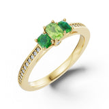 Zlatý dámský prsten DF 5911 ze žlutého zlata, tsavorite s diamanty