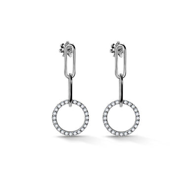 Dámské visací náušnice DF 5954 z bílého zlata, s diamanty