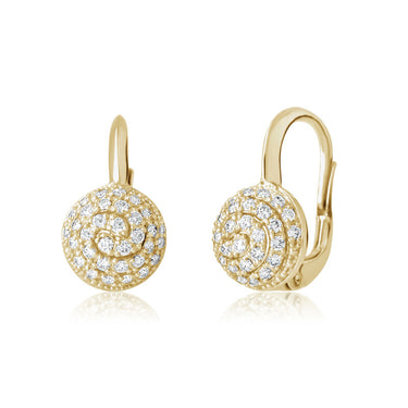 Zlaté dámské náušnice DF 3528, briliantové, žluté zlato