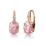 Dámské náušnice DF 3379 z růžového zlata, růženín a diamanty