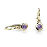 Dětské náušnice Danfil C1537 ze žlutého zlata s kamínkem Amethyst, zapínání brizura