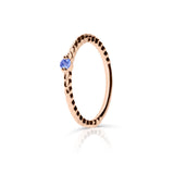 Zlatý dámský prsten DF 5644 z růžového zlata, modrý safír