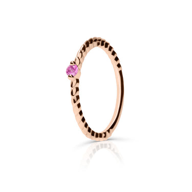 Zlatý dámský prsten DF 5644 z růžového zlata, růžový safír