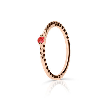 Zlatý dámský prsten DF 5644 z růžového zlata, červený rubín