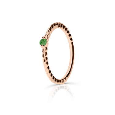Zlatý dámský prsten DF 5644 z růžového zlata, smaragd