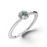 Zlatý dámský prsten DF 5680 z bílého zlata, zelený turmalín mugle