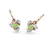 Dětské náušnice Danfil C2203 z růžového zlata s kamínkem Peridot Green, zapínání brizura