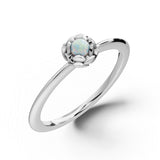 Zlatý dámský prsten DF 5680 z bílého zlata, opál mugle