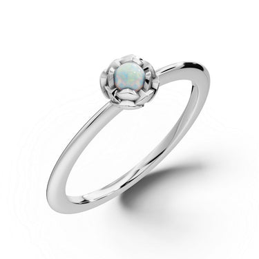 Zlatý dámský prsten DF 5680 z bílého zlata, opál mugle
