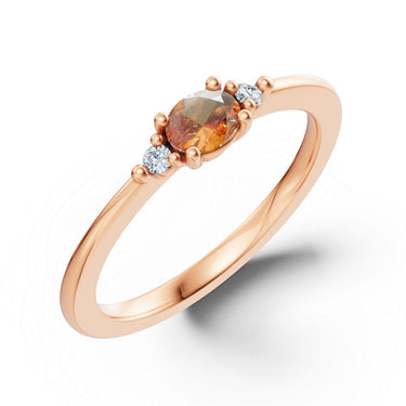 Zlatý dámský prsten DF 6122 z růžového zlata, oranžový safír s diamanty