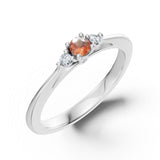 Zlatý dámský prsten DF 6124 z bílého zlata, oranžový safír s diamanty