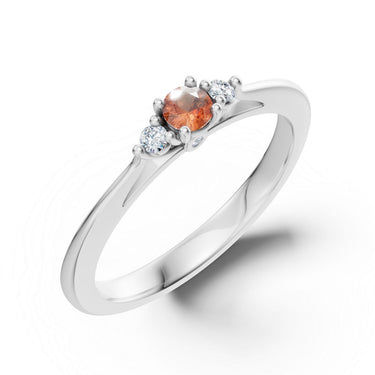 Zlatý dámský prsten DF 6124 z bílého zlata, oranžový safír s diamanty