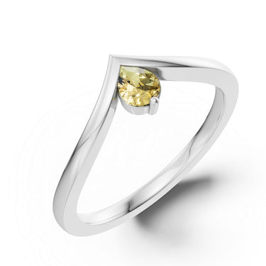 Zlatý dámský prsten DF 6129 z bílého zlata, žlutý safír