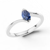 Zlatý dámský prsten DF 6137 z bílého zlata, modrý safír