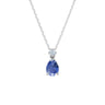 Dámský přívěsek DF 6157 včetně řetízku, z bílého zlata, s modrým safírem a diamantem
