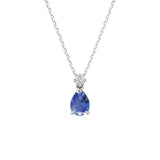 Dámský přívěsek DF 6157 včetně řetízku, z bílého zlata, s modrým safírem a diamantem