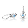 Dětské náušnice Danfil srdíčka C1556 z bílého zlata s kamínkem Arctic Blue, zapínání brizura