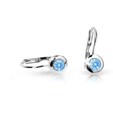 Dětské náušnice Danfil C1537 z bílého zlata s kamínkem Arctic Blue, zapínání klapka