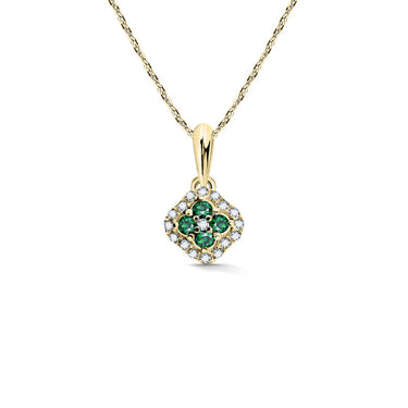 Zlatý dámský přívěsek DF 3319, žluté zlato, smaragdy s diamanty