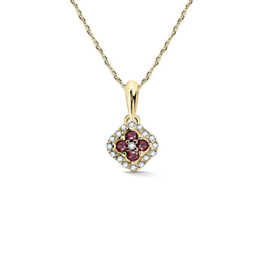 Zlatý dámský přívěsek DF 3319, žluté zlato, rubíny s diamanty