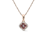 Zlatý dámský přívěsek DF 3319, růžové zlato, rubíny s diamanty