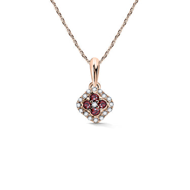 Zlatý dámský přívěsek DF 3319, růžové zlato, rubíny s diamanty
