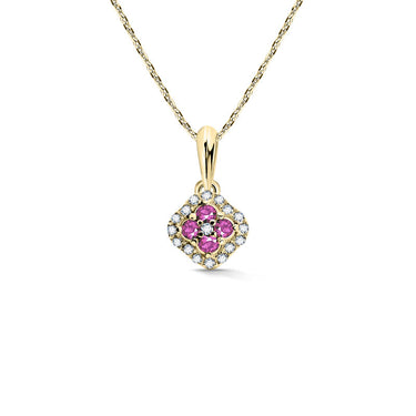 Zlatý dámský přívěsek DF 3319, žluté zlato, růžové safíry s diamanty