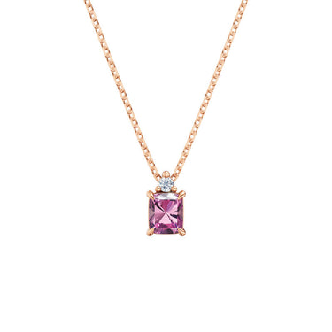 Dámský náhrdelník DF 6206 z růžového zlata, s růžovým safírem a brilianty