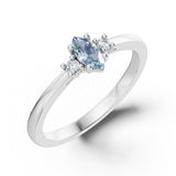 Zlatý dámský prsten DF 6208 z bílého zlata, akvamarín s diamanty