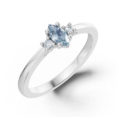Zlatý dámský prsten DF 6208 z bílého zlata, akvamarín s diamanty