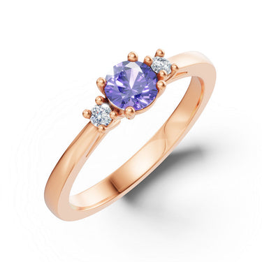 Zlatý dámský prsten DF 6209 z růžového zlata, tanzanit s diamanty