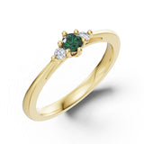 Zlatý dámský prsten DF 6255 ze žlutého zlata, turmalín s diamanty