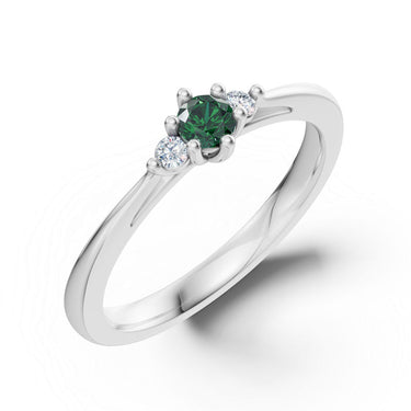 Zlatý dámský prsten DF 6255 z bílého zlata, turmalín s diamanty