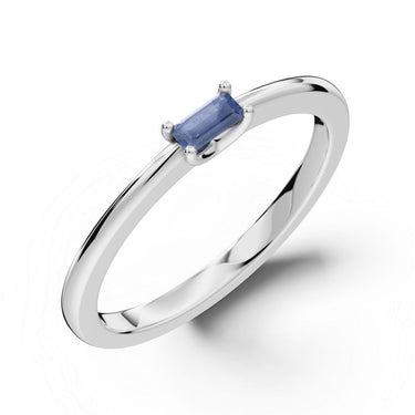 Zlatý dámský prsten DF 6163 z bílého zlata, modrý safír