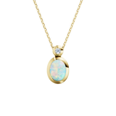 Zlatý dámský přívěsek DF 6260 včetně řetízku, ze žlutého zlata, s opálem a brilianty