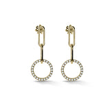 Dámské visací náušnice DF 5954 ze žlutého zlata, s diamanty