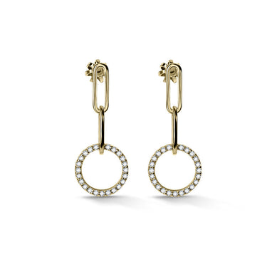 Dámské visací náušnice DF 5954 ze žlutého zlata, s diamanty