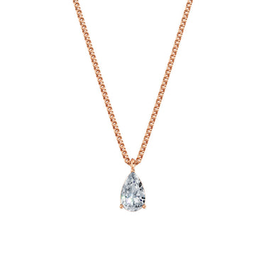 Dámský přívěsek včetně řetízku DF 6244, růžové zlato, s laboratorním diamantem o váze 1.00 ct VS1/F