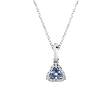 Zlatý dámský přívěsek DF 3270, bílé zlato, diamanty a safíry