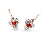 Dětské náušnice Danfil C2203 z růžového zlata s kamínkem Ruby Dark, zapínání brizura