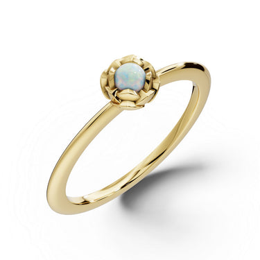 Zlatý dámský prsten DF 5680 ze žlutého zlata, opál mugle