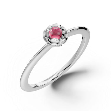 Zlatý dámský prsten DF 5680 z bílého zlata, růžový turmalín mugle