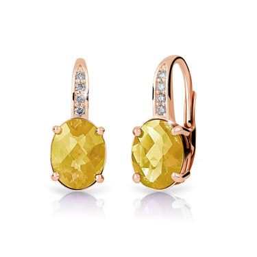 Dámské náušnice DF 3379 z růžového zlata, citrín a diamanty