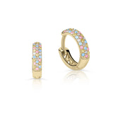 Dámské kruhové náušnice DF 4060 ze žlutého zlata, s diamanty a barevnými drahokamy