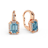 Dámské náušnice DF 3466 z růžového zlata, topaz blue s brilianty