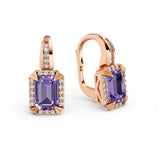 Dámské náušnice DF 3466 z růžového zlata, ametyst s brilianty