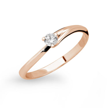 Zlatý zásnubní prsten DF 2958, růžové zlato, s briliantem