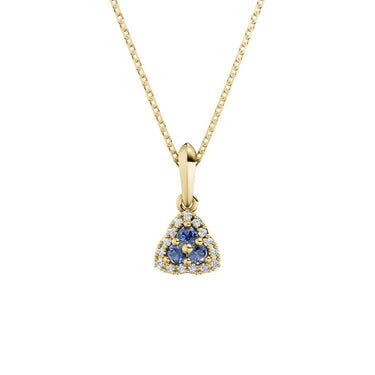 Zlatý dámský přívěsek DF 3270, žluté zlato, diamanty a safíry