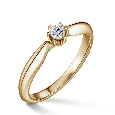 Mira | Zásnubní prsten se středovým kamenem 0.145ct, žluté zlato, s diamanty