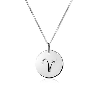 Stříbrný dámský přívěsek P373 – písmeno V, rhodium